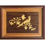 Marquetry Dalda Kuş Pano Ceviz