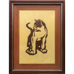 Marquetry Kedi Pano Akçaağaç